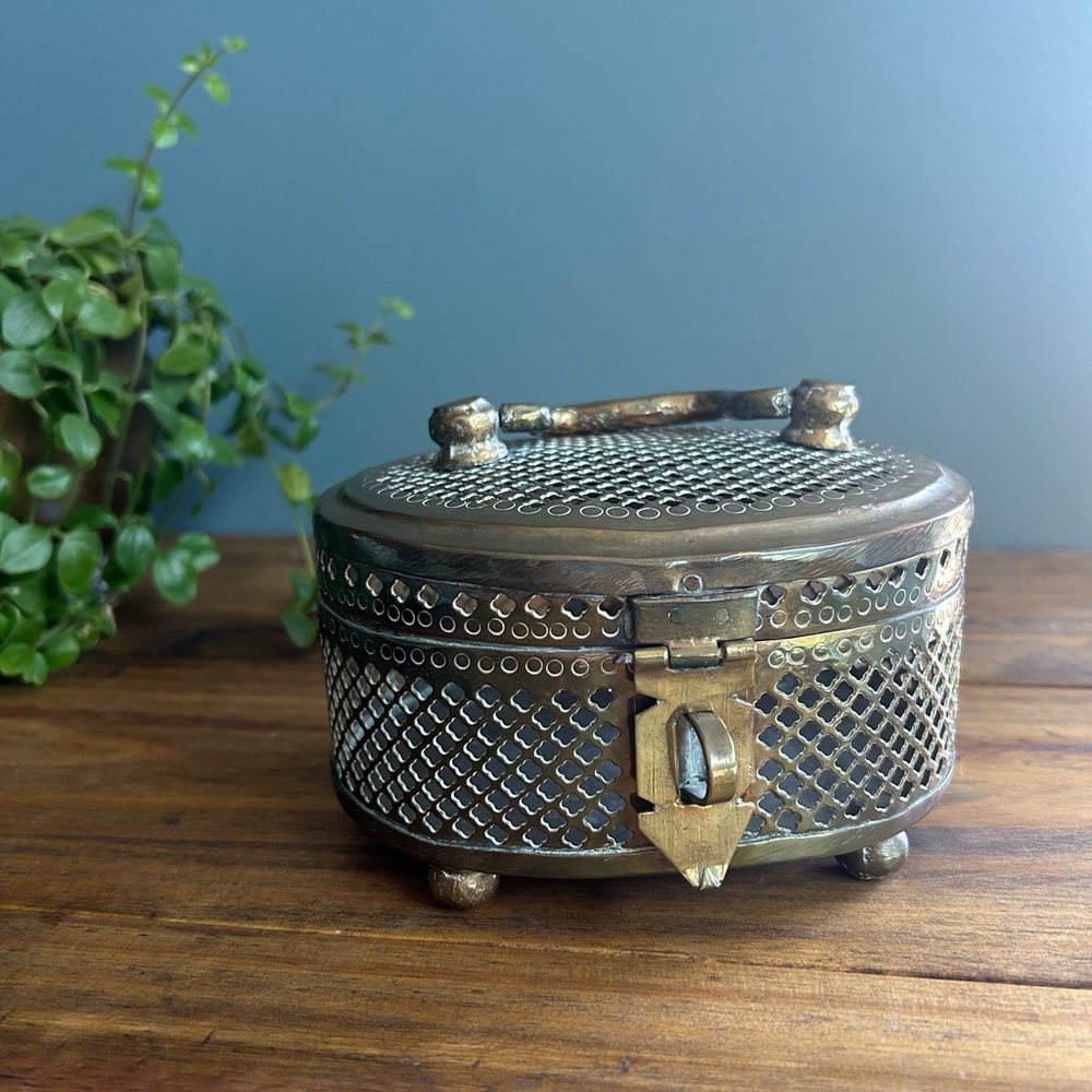 Vintage Brass Oval Box with Latch